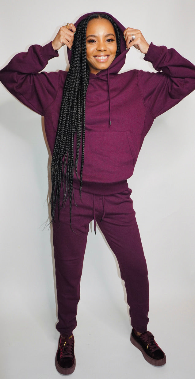 Plum Hoodie Sweatsuit Set