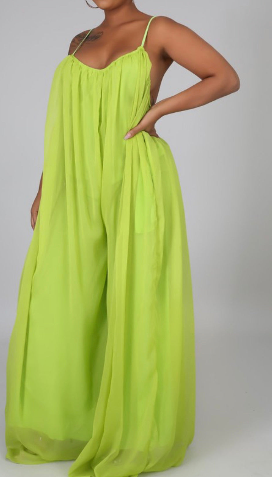 Wide leg chiffon jumpsuit