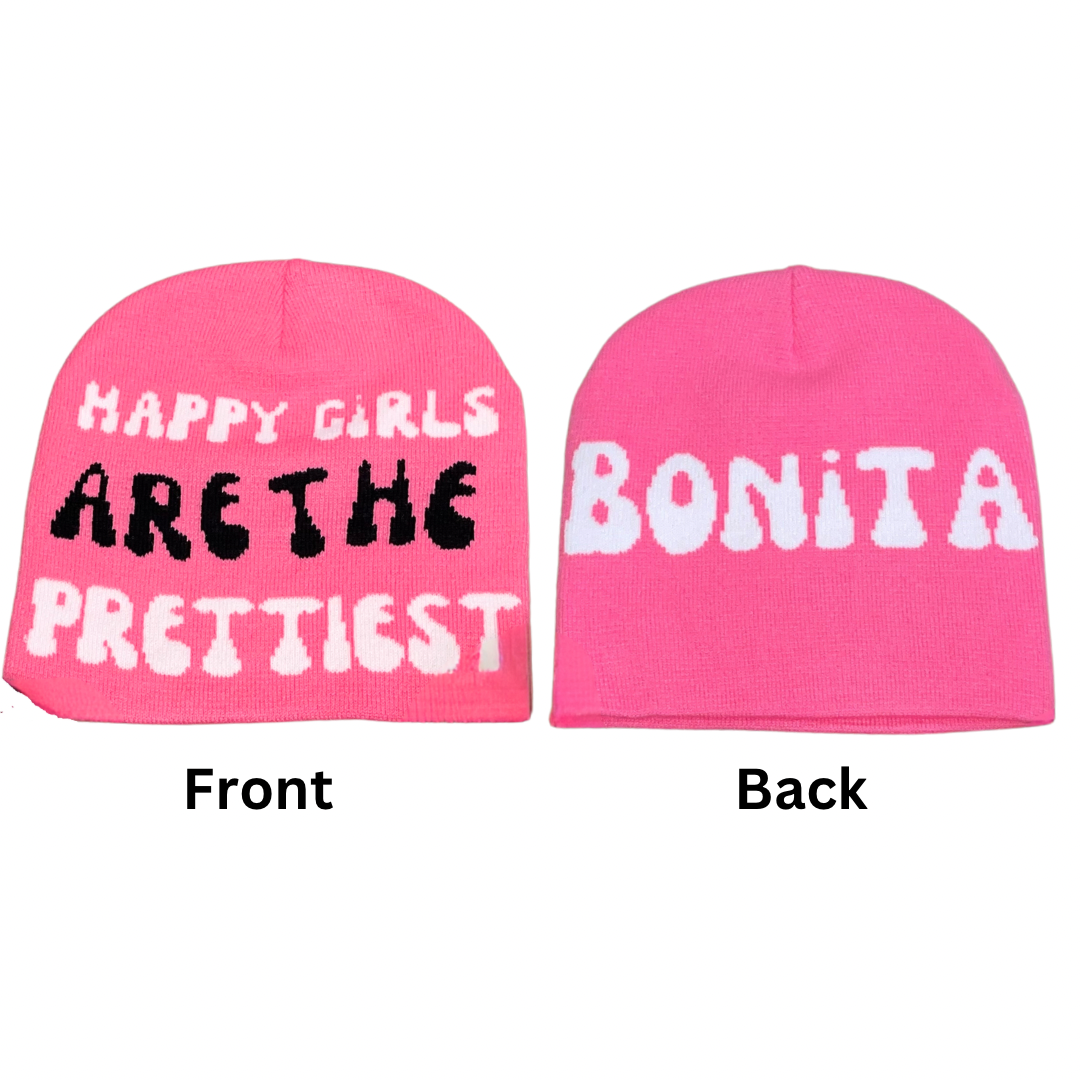 Happy Girls are the Prettiest beanie hat