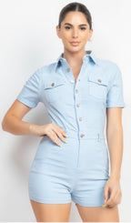 Button Down Jean Romper