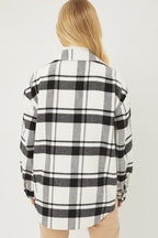 Flannel plaid shirt jacket