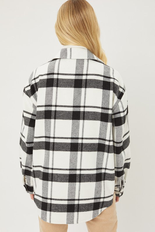 Flannel plaid shirt jacket