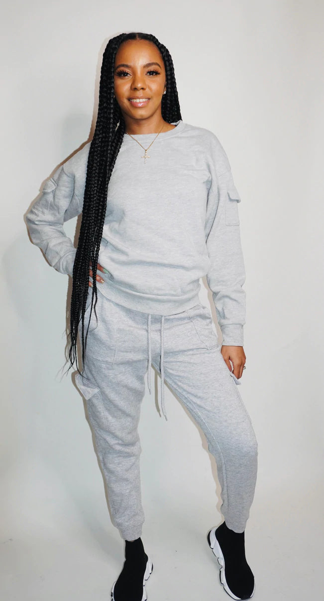 Heather Grey Jogger Sweatsuit Set