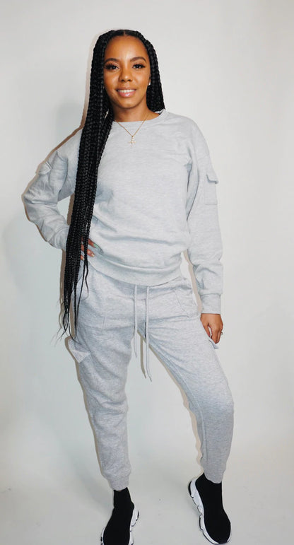Heather Grey Jogger Sweatsuit Set