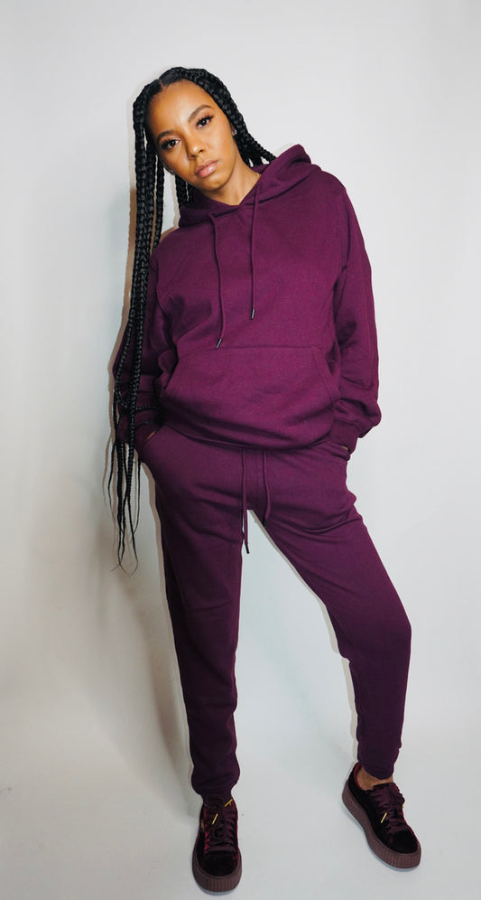 Plum Hoodie Sweatsuit Set