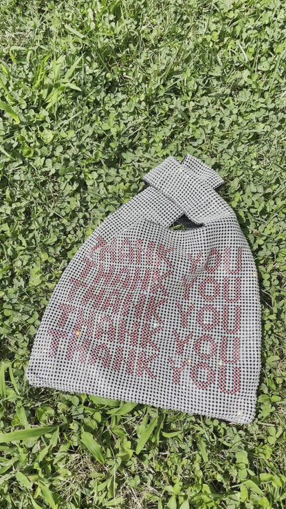 Thank You rhinestones clutch bag