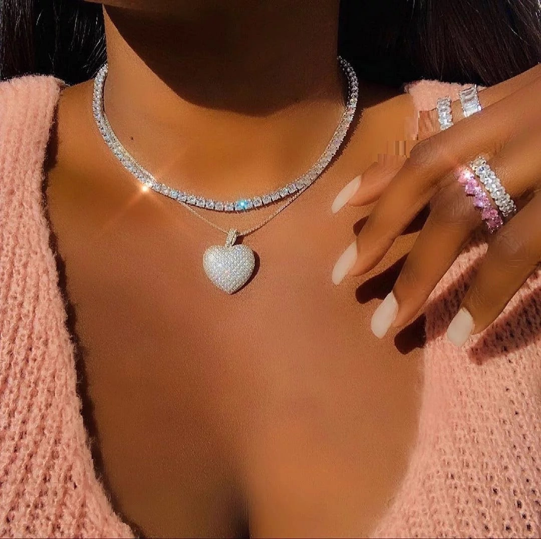 Iced out heart necklace