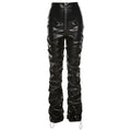 High Waisted Stacked Faux Leather Pant