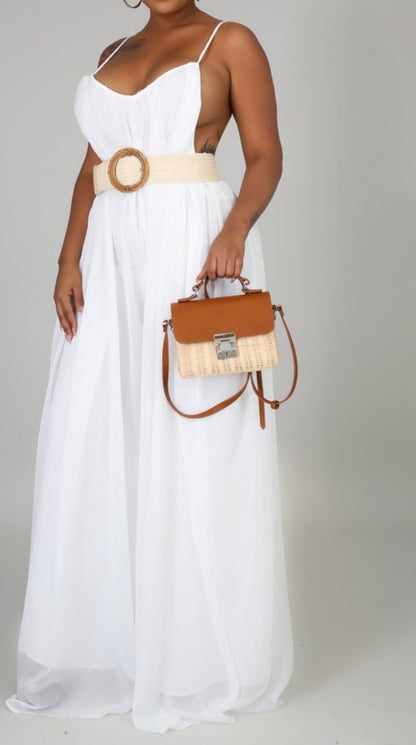 Wide leg chiffon jumpsuit