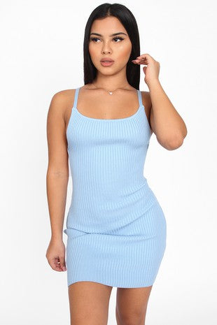 Ribbed Open Back Mini Dress