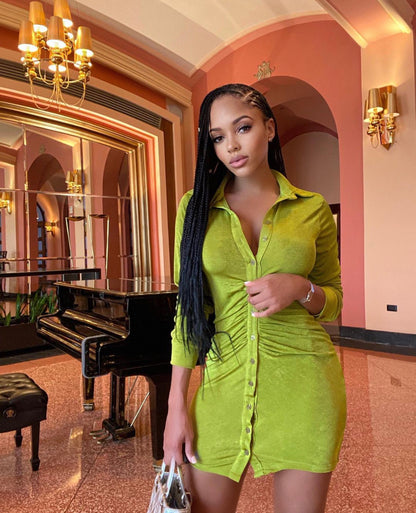 Stella Green Long Sleeve Mini Dress