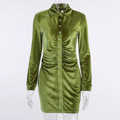 Stella Green Long Sleeve Mini Dress