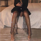 Night life fishnet rhinestones trousers
