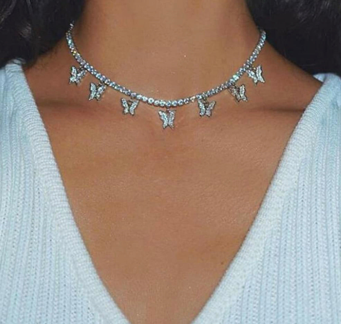 Butterfly choker necklace