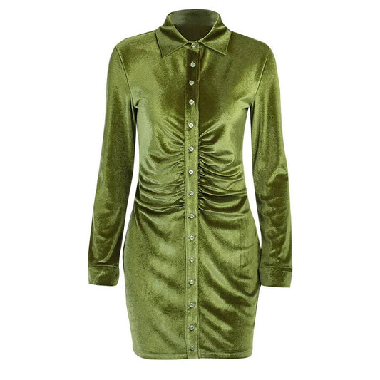 Stella Green Long Sleeve Mini Dress