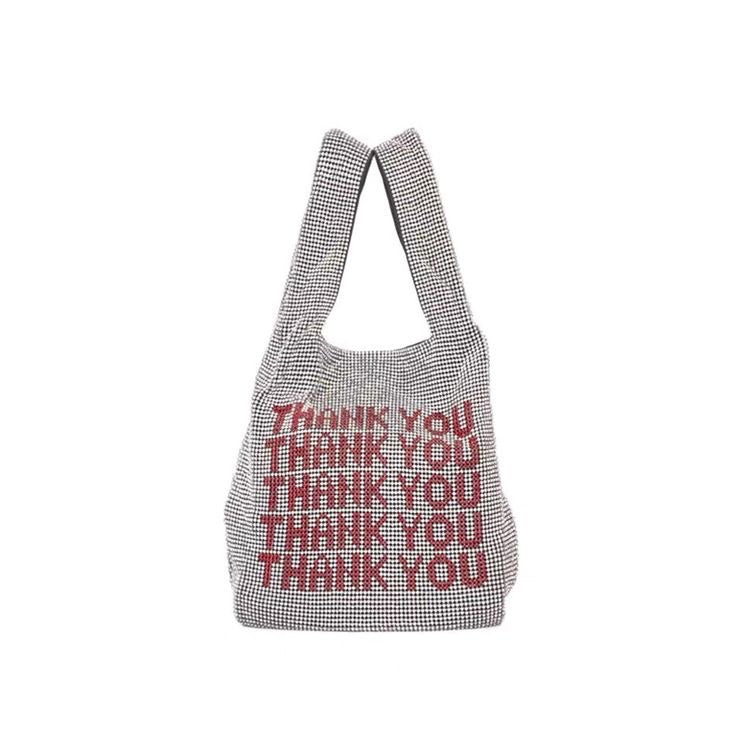 Thank You rhinestones clutch bag