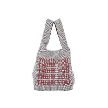 Thank You rhinestones clutch bag