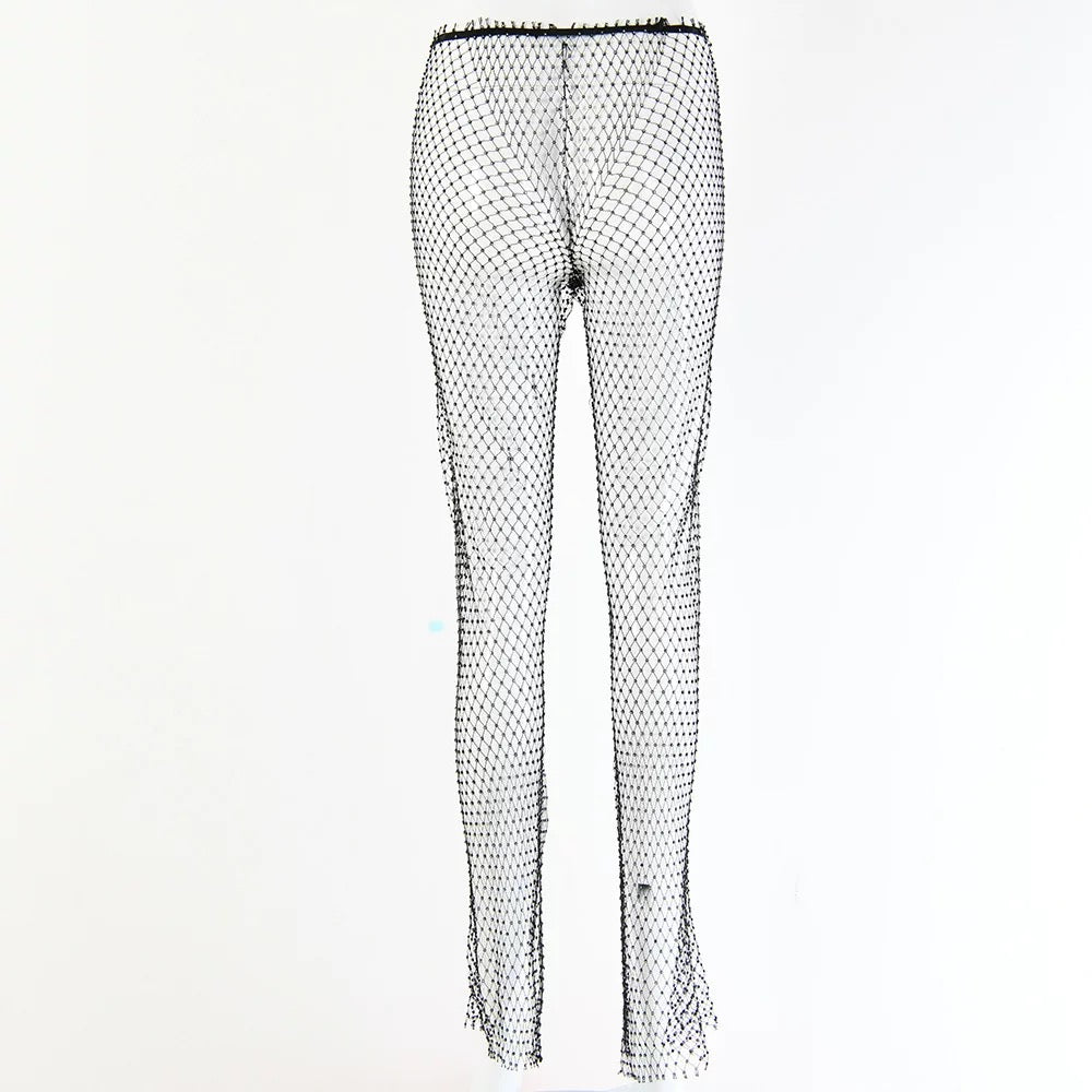 Night life fishnet rhinestones trousers