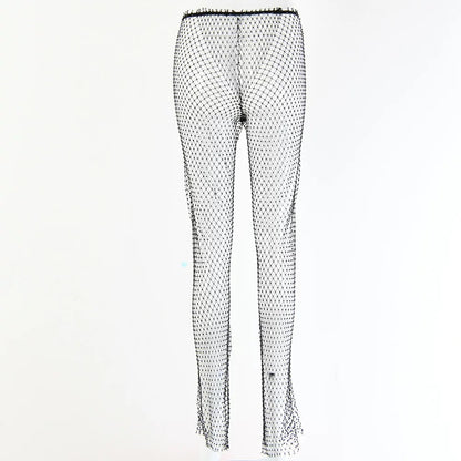 Night life fishnet rhinestones trousers